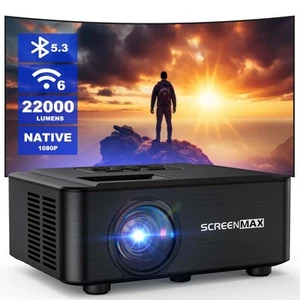 22000 Lumen 1080P 4K Projector HD 5G WiFi Bluetooth HDMI USB Office Home Theater - Picture 1 of 10