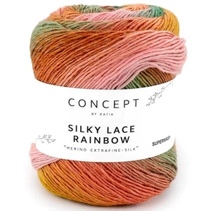 Katia ::Silky Lase Rainbow #304:: Merino Silk yarn Brown-Khaki-Rose - Picture 1 of 3