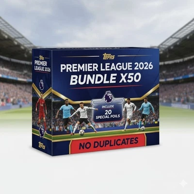 TOPPS PREMIER LEAGUE 2026 BUNDLE X50  INCLUDE 20 SPECIALS FOILS NO DUPLICATES - Image 1 of 2