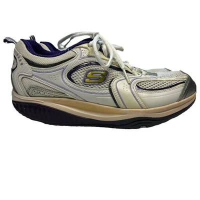 Zapatos deportivos Skechers Shape-Ups para mujer 7,5 blanco púrpura con cordones SN 12320 Foto 1 de 4