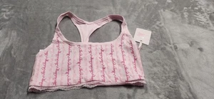Neu mit Etikett Pink x LoveShack ausgefallener XL Logo Mania Pink Baumwolle Racerback Bralette - Bild 1 von 8