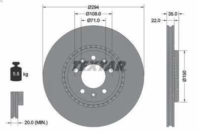 1X Brake disc TEXTAR 92287103 for TOYOTA PROACE Bus (MDZ_) 1.6 2016-202 - Image 1 of 4