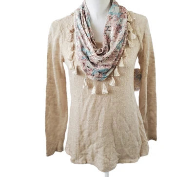 One World Mujer Beige Pequeño Mediano Top Suéter Desmontable Infinity Bufanda NUEVO Foto 1 de 4