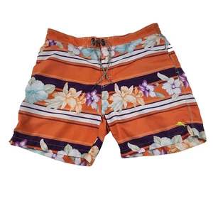 Tommy Bahama Swim Trunks Mens Large Orange Floral Hawaiian Board Shorts Lined - Picture 1 of 10