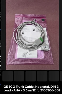 GE Neonatal DIN 3 cables AHA 3,6m REF 2106306-001 Foto 1 de 2