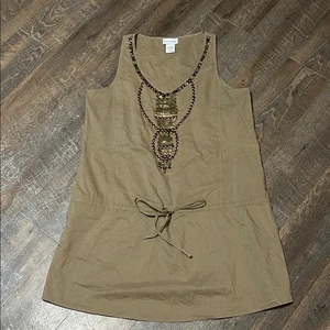 Vestido para mujer Soft Surroundings adornos con cuentas cordón cintura grande tostado - Imagen 1 de 7