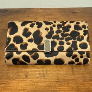 Liz Claiborne Animal Print Women Trifold Wallet 7.5” X 4” Cheetah Leopard Vintag - Picture 1 of 23