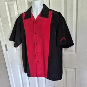 Jim Beam Red Black Short Sleeve Button Down Shirt Men's Large - Picture 1 of 10