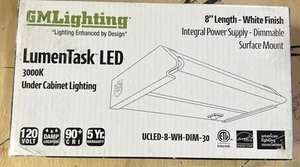 GMLighting LumenTask UCLED-8-WH-DIM-30 LED 8" Under Cabinet Lighting 3000K New - Picture 1 of 1