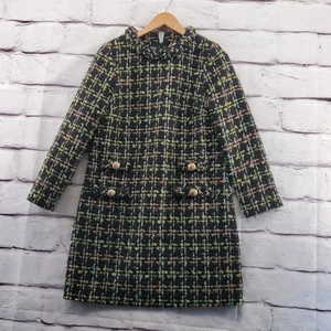 TUCKERNUCK Coat Womens XS Tweed metallic Weave Old Money Plaid Multicolor - Picture 1 of 9