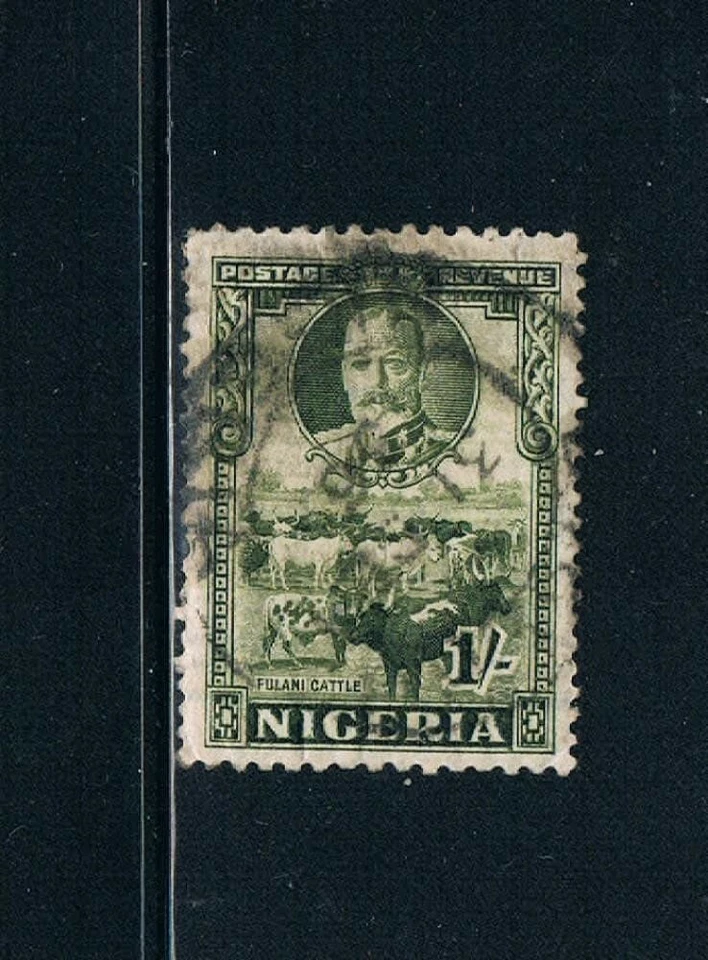 Nigeria - 1936 - 1sh KEVII - Ganado Fulani - SC 45 [SG 41] USADO 21 Foto 1 de 2