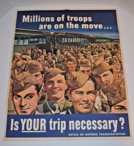Póster original 1943 Segunda Guerra Mundial USPO - Millones de tropas están en movimiento... - Imagen 1 de 14