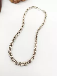 Große dicke Sterlingsilber 925 Seil Twist Link abgestufte Halskette geschwollen Italien - Bild 1 von 7