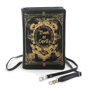 Borsa a mano Book of Spells Gotica Gotica Gotica Horror Strega Wicca Tracolla Oro Nero - Foto 1 di 4