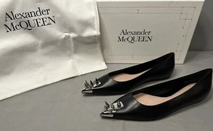 Alexander McQueen Punk Spike Pointed Toe Leather Flats Women’s Size 40 (US 10) - Picture 1 of 20