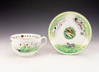 Antique Worcester Porcelain - Gilded & VIP Cricket Themed Large Tea Cup & Saucer