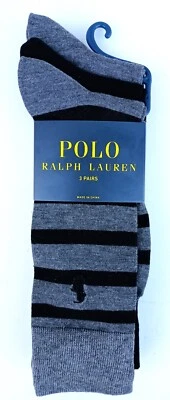 Polo Ralph Lauren носки платье повседневный мужской 3 пары серый в полоску многоцветный новый - Изображение 1 из 4