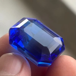 Natural 90.00 Ct Emerald Cut Rich Blue Tanzanite Translucent Certified Gemstone - Picture 1 of 10