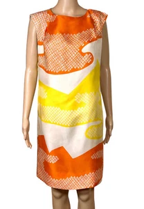 Vintage 1960s Abstract Silk Dress Highly Collectible Bullock's Wilshire Sz 12 - Picture 1 of 10