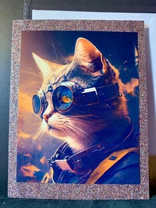 Happy Birthday Card Awesome Space Cat Dreams Kitten Unique! - Picture 1 of 2