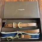 Coach Leather Dog Collar & Blue Canvas Leash New In Box Old Stock 2013 Authentic