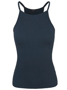 Ribbed High Square Halter Neck Racerback Cami Top - Picture 1 of 120