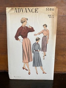 Blusa Vintage Advance 5586 Patrón de Costura Talla 11 con Detalle de Botón y Falda Nuevo de Edición F - Imagen 1 de 6