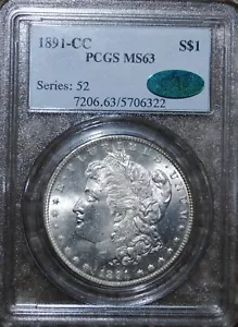 Dólar Morgan 1891CC certificado por PCGS MS63 y aprobado por CAC - Imagen 1 de 7
