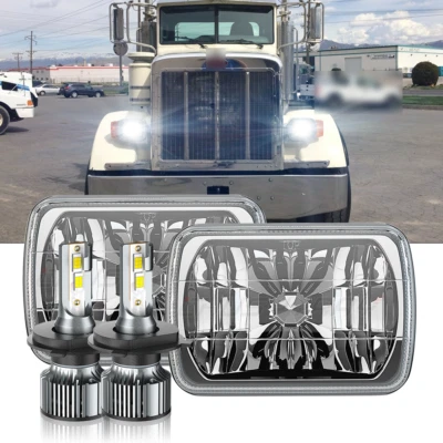 For Freightliner FL50 FL60 FL70 FL80 MT35 MT45 MT55 Pair 5x7" 7x6" LED Headlight - Image 1 of 4