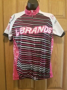 Vomax Short Sleeve L Brands Full Zip Cycling Jersey Pink/White Black Sz L EUC! - Picture 1 of 4