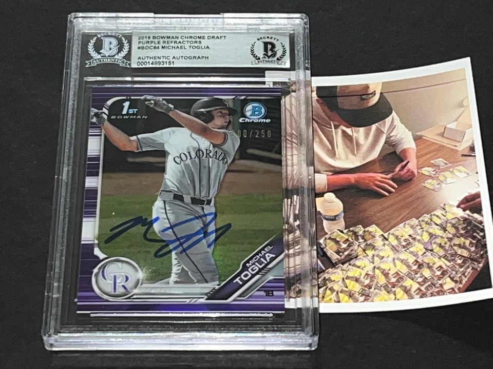 Michael Toglia Rockies Auto SIGNED 2019 BOWMAN 1st Purple Refractor BECKETT BAS - Image 1 of 1