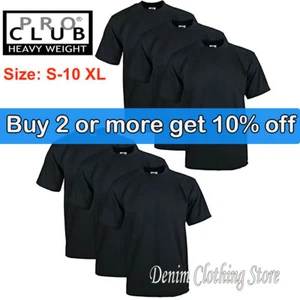 6 PACK PROCLUB PRO CLUB MENS HEAVYWEIGHT BLACK SHORT SLEEVE T SHIRTS COTTON TEE - Picture 1 of 6