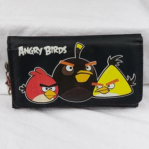 Angry Birds Graphic Print Black Red Trifold Vinyl Kid's Wallet - Picture 1 of 9