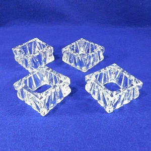 4 Square Napkin Rings Clear Heavy Crystal Shard Design 2" - Picture 1 of 3