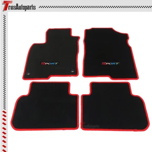 For 22-25 Honda Civic Black Floor Mat Nylon Carpet Red Stitch w/Multicolor Sport - Picture 1 of 7