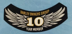 Harley Owners Group 10 Jahre Mitglied zum Aufnähen bestickter Aufnäher Harley Davidson Neu - Bild 1 von 4