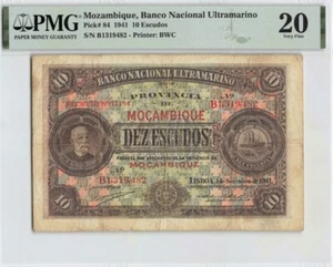 MOZAMBIQUE 10 Escudos 1041 Pick# 84 PMG: 20 Very Fine. #PL1765 - Picture 1 of 2