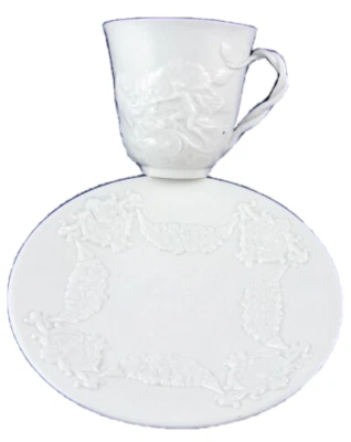 19thC Doccia Ginori Porcelain Blanc de Chine Cup & Saucer Porcellana Italian #2 - Image 1 of 4