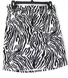 BAR III Paperbag-Minirock Zebramuster Größe 12 schwarz, weiß Einzelhandel 59,50 $ - Bild 1 von 4