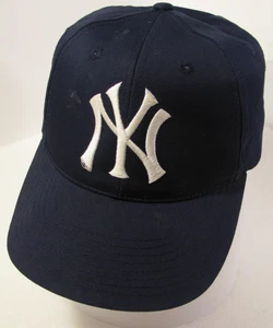 New York Yankees Hat Mens Blue Vtg 90s Large Logo Ball Cap Twins Snapback Gray - Picture 1 of 12