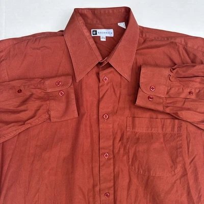 Camisa de vestir abotonada Bachrach color óxido para hombre 16,5, 34/35 % 100 algodón Foto 1 de 4