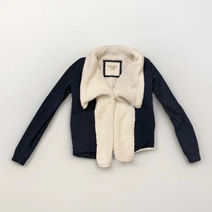 Abercrombie & Fitch Sherpa Strickjacke XS S Sweatshirt blau grau Penny Lane Y2K - Bild 1 von 6