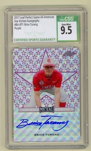Brice Turang 2017 Leaf Metal Perfect Game All American Autograph Purple Etch 6/9 - Picture 1 of 2