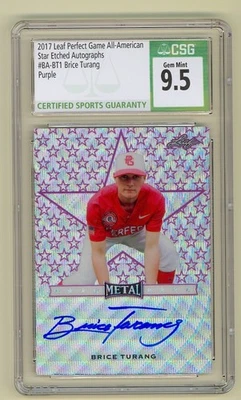 Brice Turang 2017 Leaf Metal Perfect Game All American Autograph Purple Etch 6/9 - Image 1 of 2