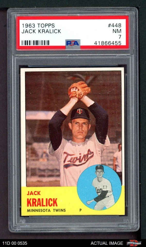 1963 Topps #448 Jack Kralick Twins PSA 7 - NM - Image 1 of 1