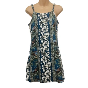 Hilo Hattie Dress Womens Small Blue Hawaiian Original Floral Island Print Cotton - Picture 1 of 11