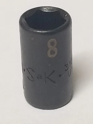 S-K Tools 31048 Impact Socket 1/4-inch Drive 6-Pt 8mm Laser-Etched Made in USA - Image 1 of 4
