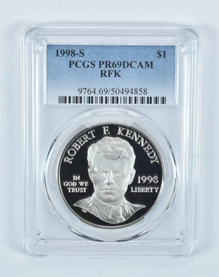 1998-S Robert F Kennedy Commemorative Dollar PR69 DCAM PCGS Blue Label - Image 1 of 4