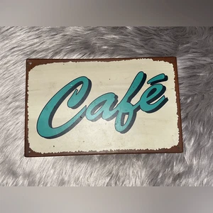 Letrero de hojalata de metal "Café" - Imagen 1 de 3