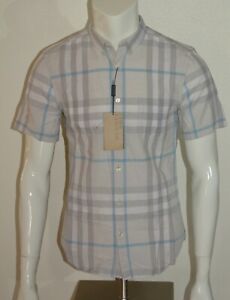 NWT BURBERRY MENS NOVA CHECK SHORT SLEEVE COTTON SHIRT SZ SMALL